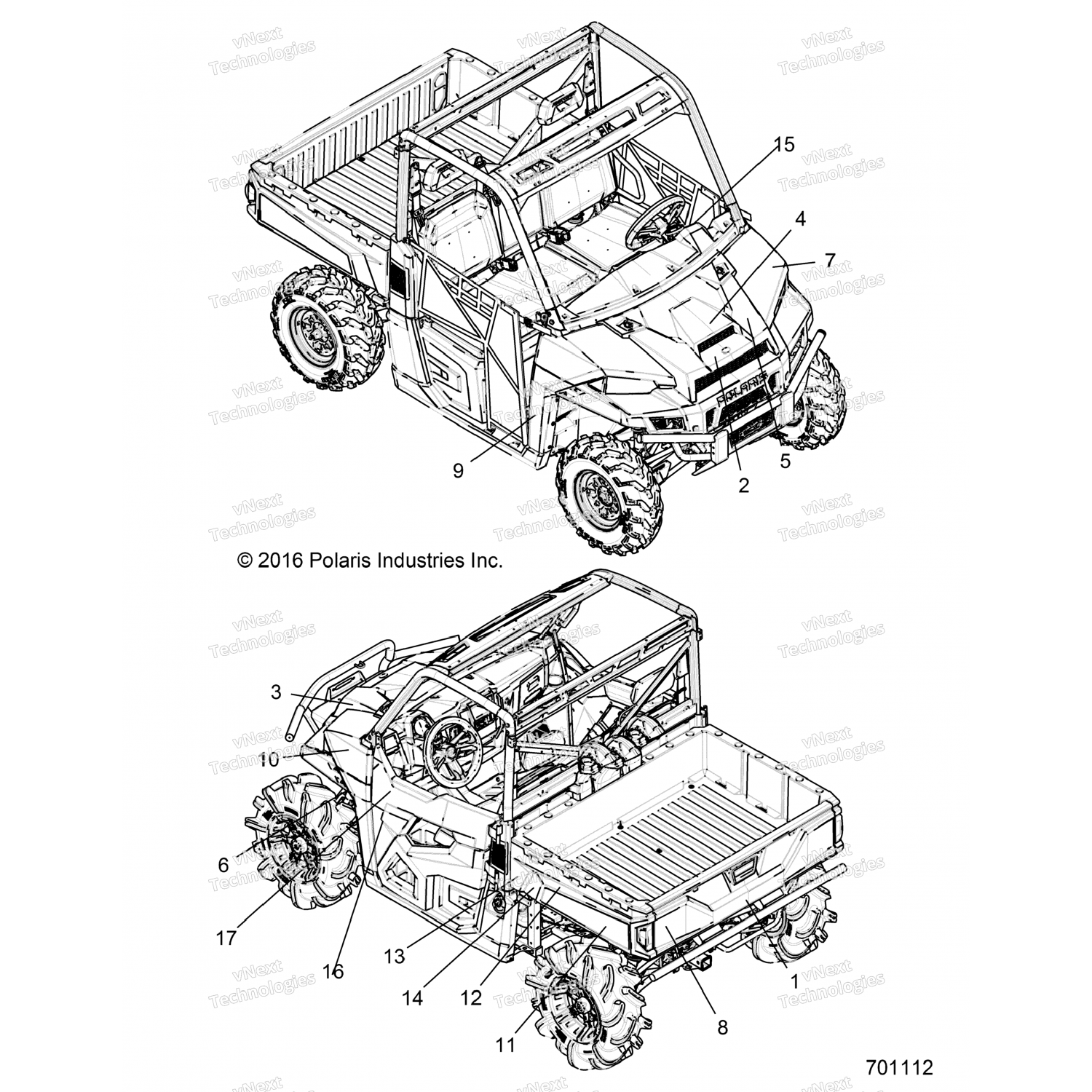 7185207 Polaris ДЕКОЛЬ-КАПОТ, ВЕРХНЯЯ ЧАСТЬ
