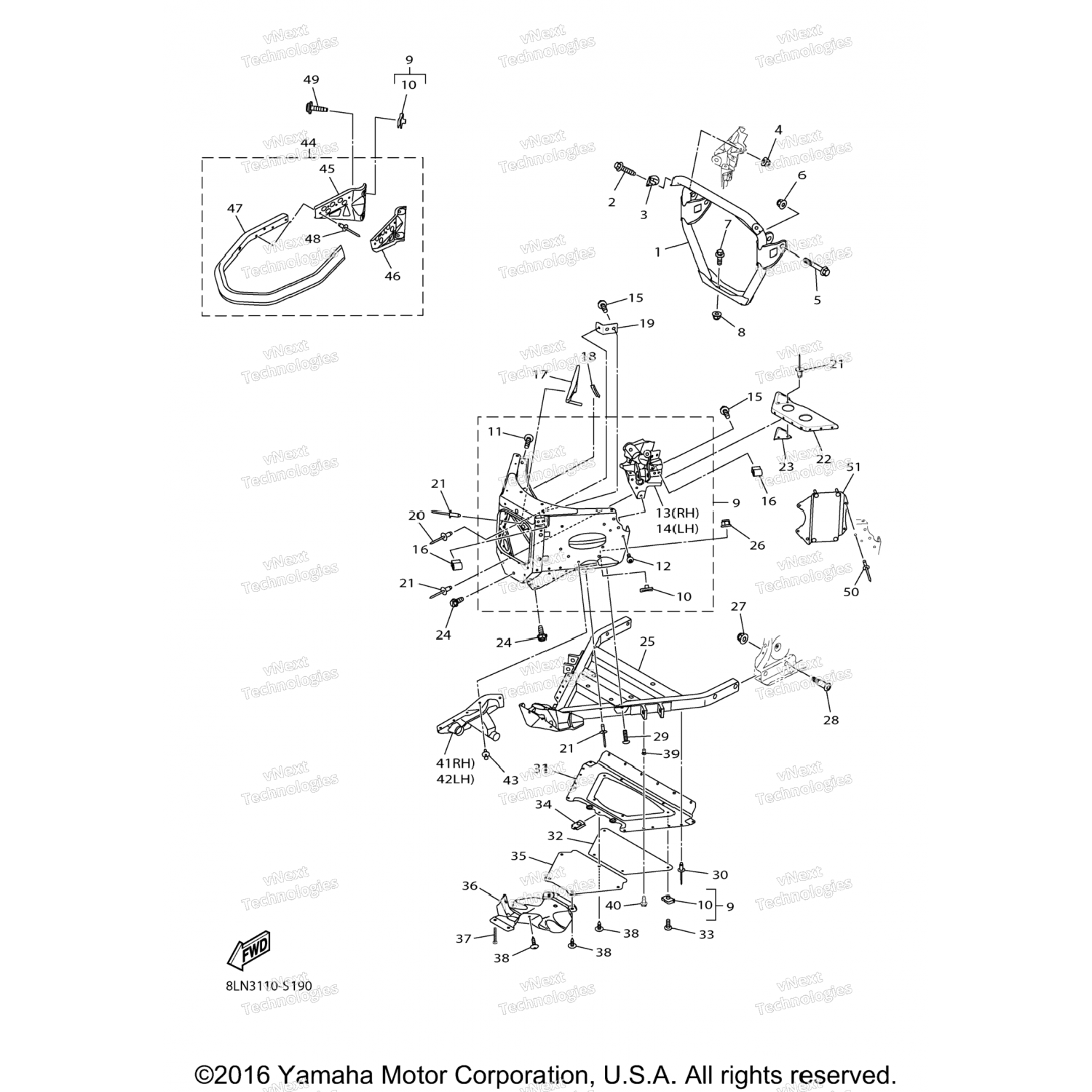 8LNF196A0000 Yamaha Рама под 1 8LN-F196A-00-00