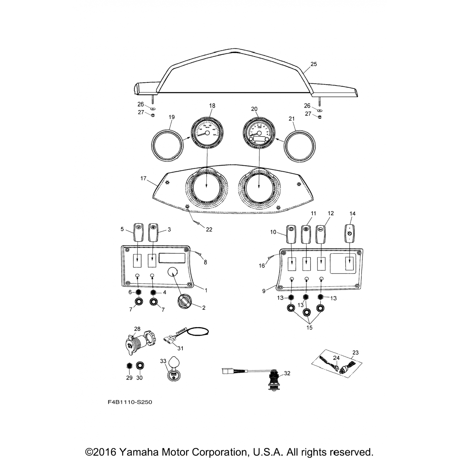 F3AU82B33000 Yamaha Панель, счетчик 1 F3A-U82B3-30-00