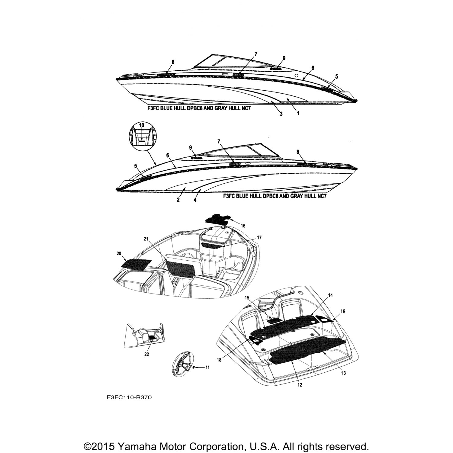 F3FU351K2000 Yamaha Коврик, ступенька 3 F3F-U351K-20-00