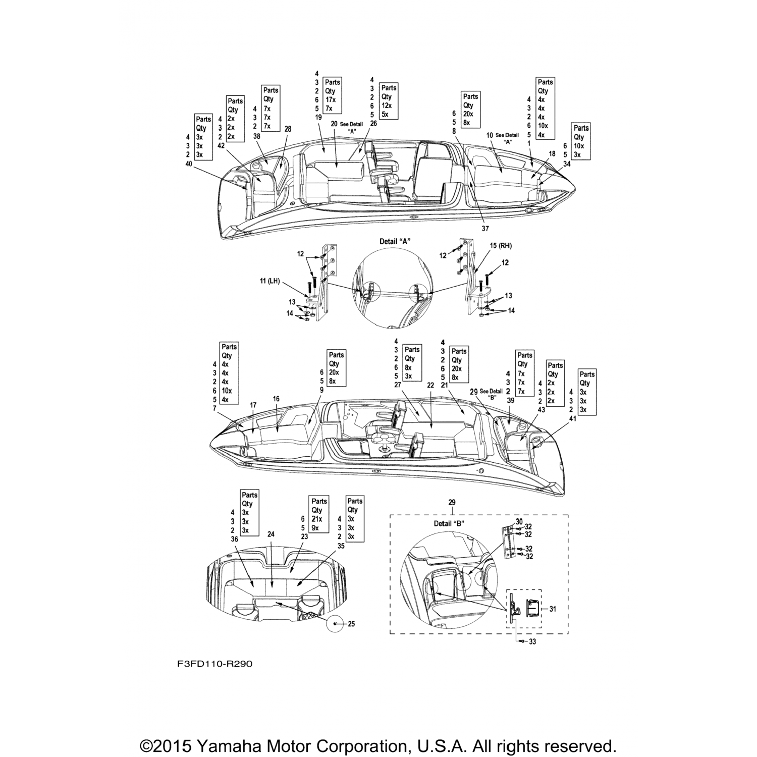 F3FU35B36000 Yamaha Спинка, передняя 3 F3F-U35B3-60-00