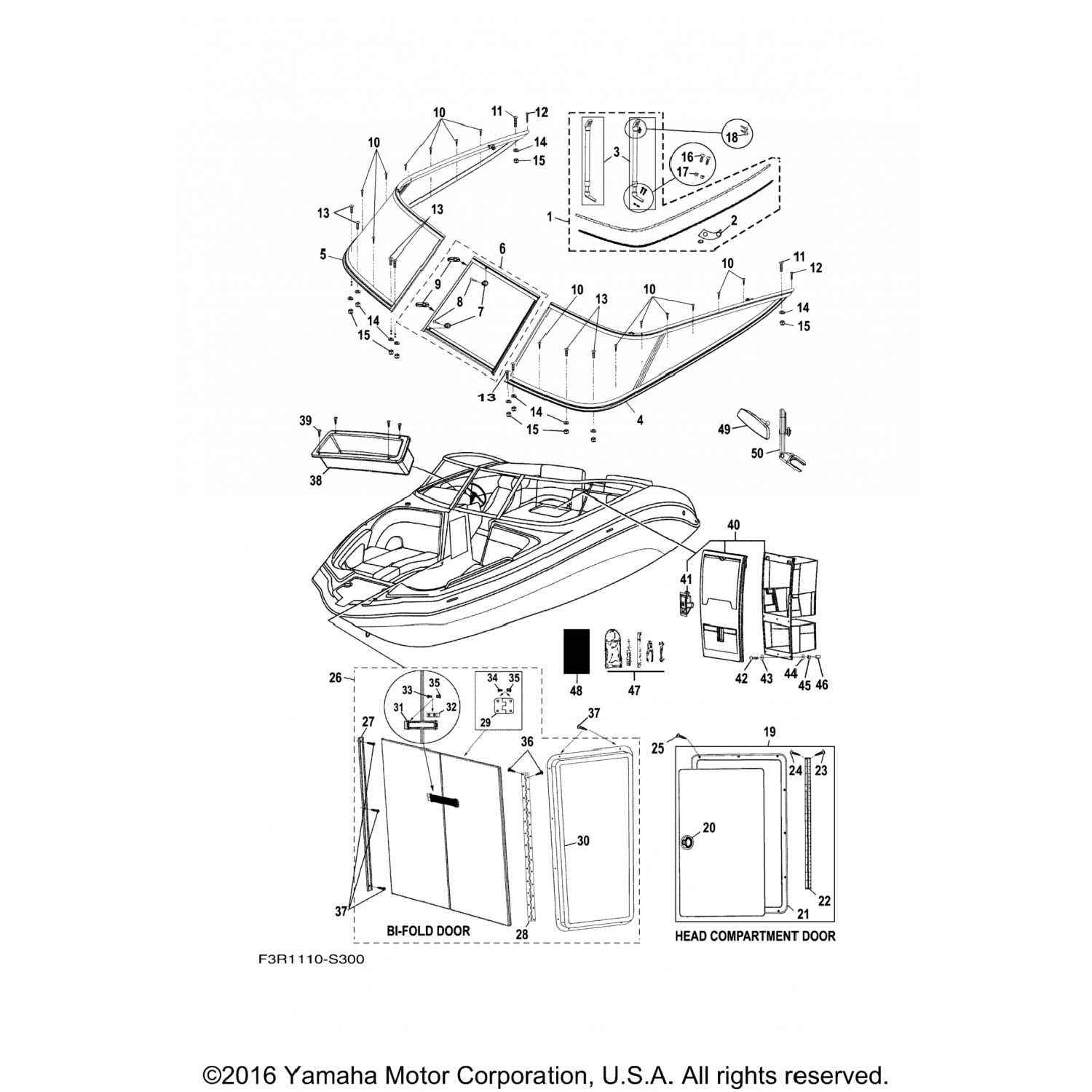 F3FU596B0000 Yamaha Зеркало Lh F3F-U596B-00-00