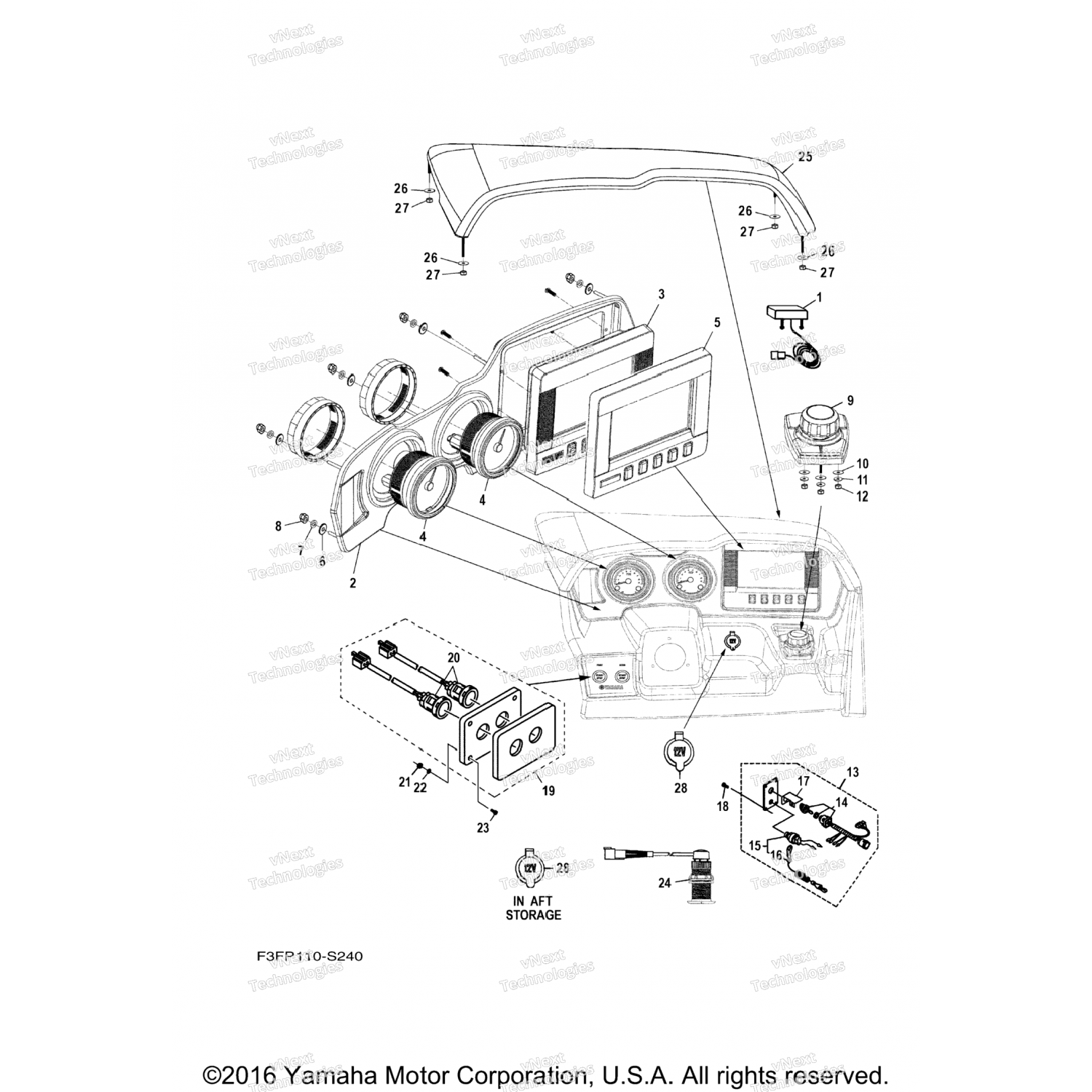 F3FU8K124000 Yamaha блок индикации F3F-U8K12-40-00