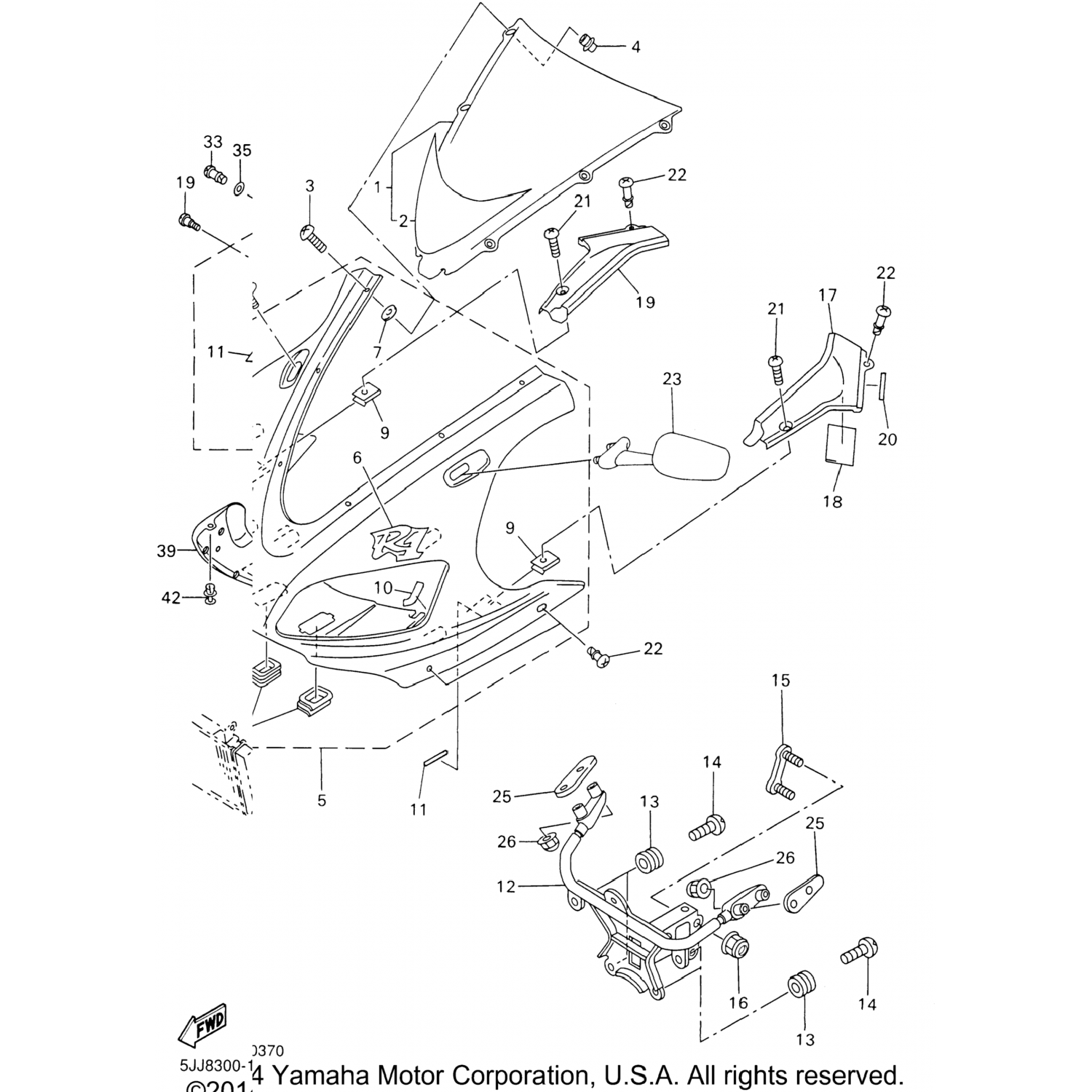 5JJW283G205X Yamaha Кузов, передний верхний 1 5JJ-W283G-20-5X