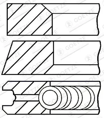 Goetze 08-101500-00 Кольца поршневые 1шт Renault