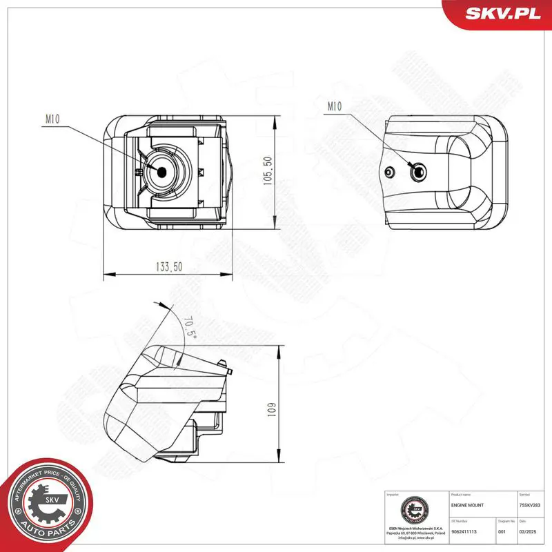 ESEN SKV 75SKV283 Mounting, engine