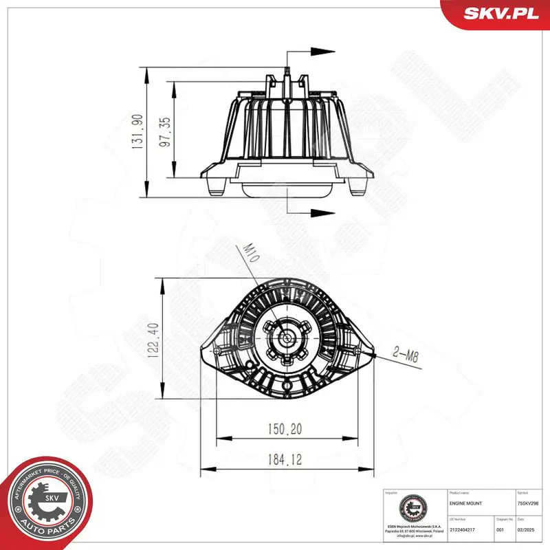 ESEN SKV 75SKV298 Mounting, engine