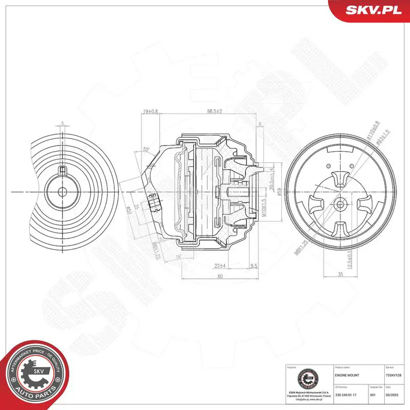 ESEN SKV 75SKV128 Mounting, engine