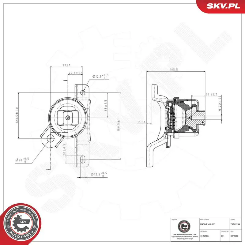 ESEN SKV 75SKV294 Mounting, engine