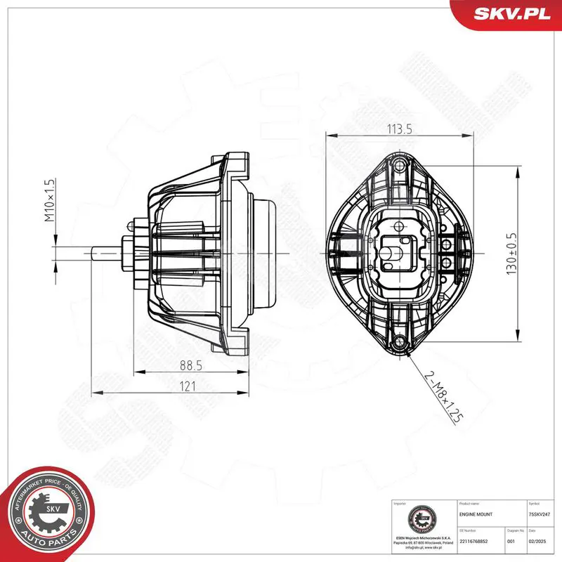 ESEN SKV 75SKV247 Mounting, engine