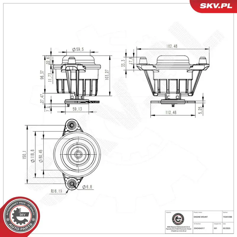 ESEN SKV 75SKV288 Mounting, engine