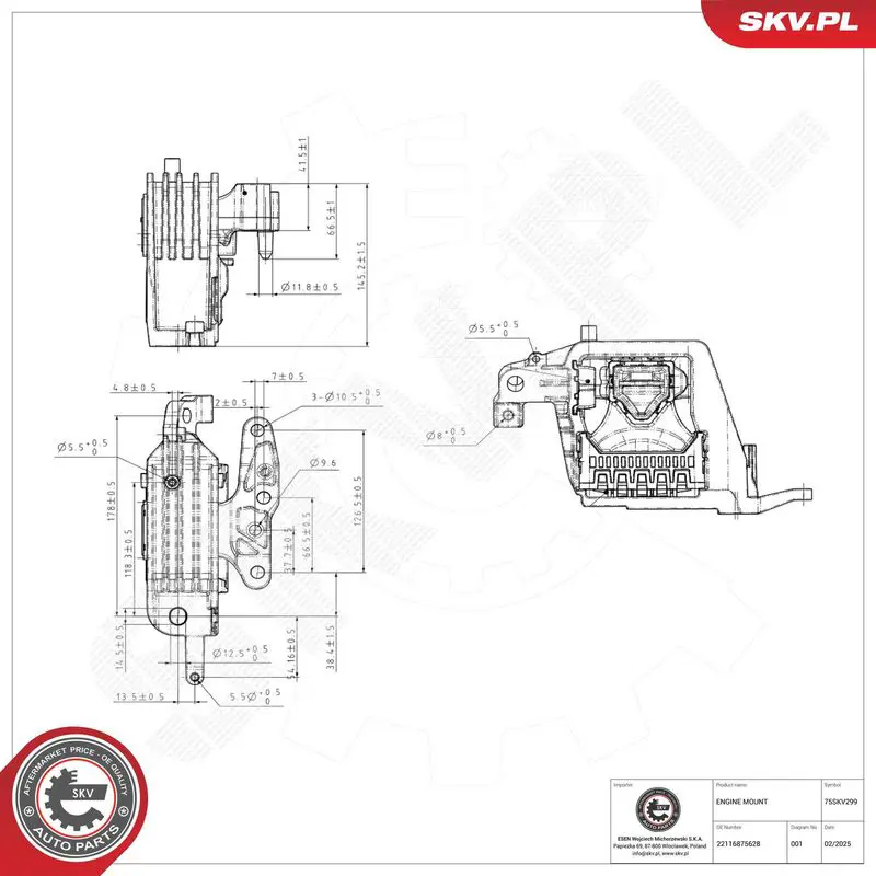 ESEN SKV 75SKV299 Mounting, engine