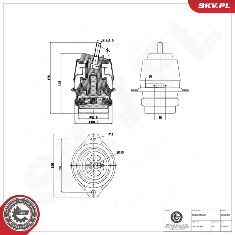 ESEN SKV 75SKV068 Mounting, engine