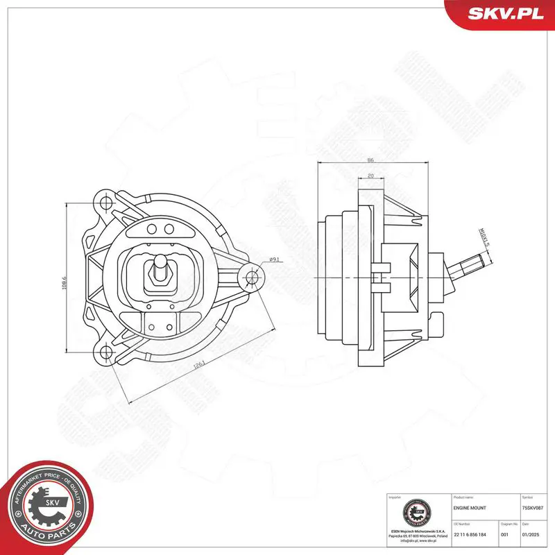ESEN SKV 75SKV087 Mounting, engine