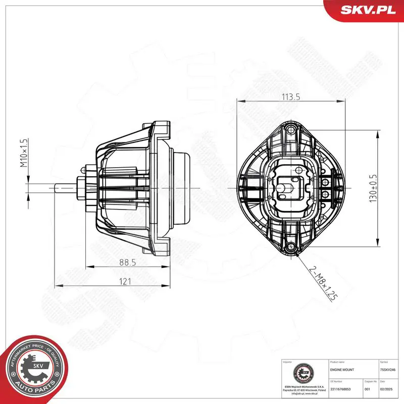 ESEN SKV 75SKV246 Mounting, engine