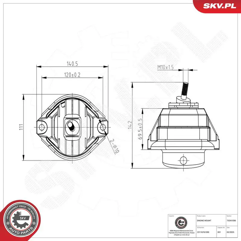 ESEN SKV 75SKV286 Mounting, engine