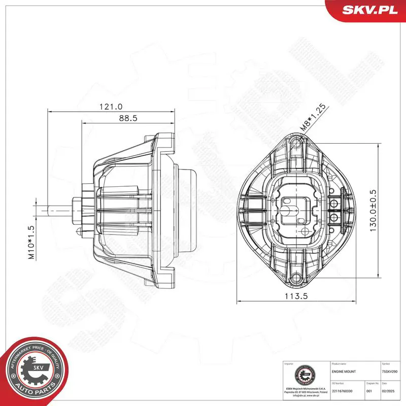 ESEN SKV 75SKV290 Mounting, engine