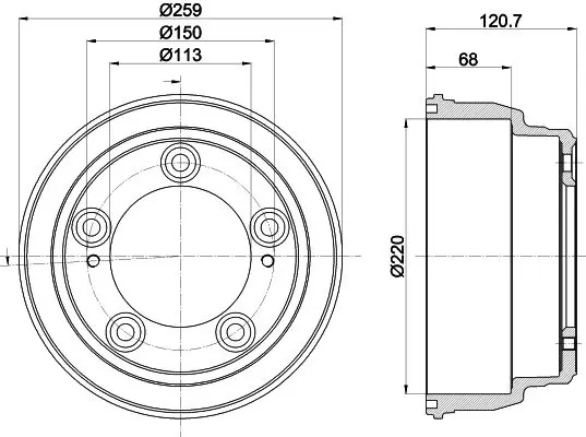 HELLA 8DT355303221 Тормозной барабан