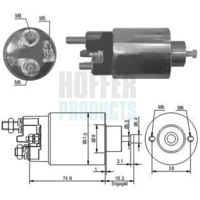 HOFFER 46029 Тяговое реле, стартер