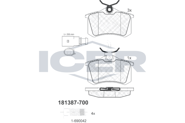 Icer 181387700 Колодки задние VW SHARAN /