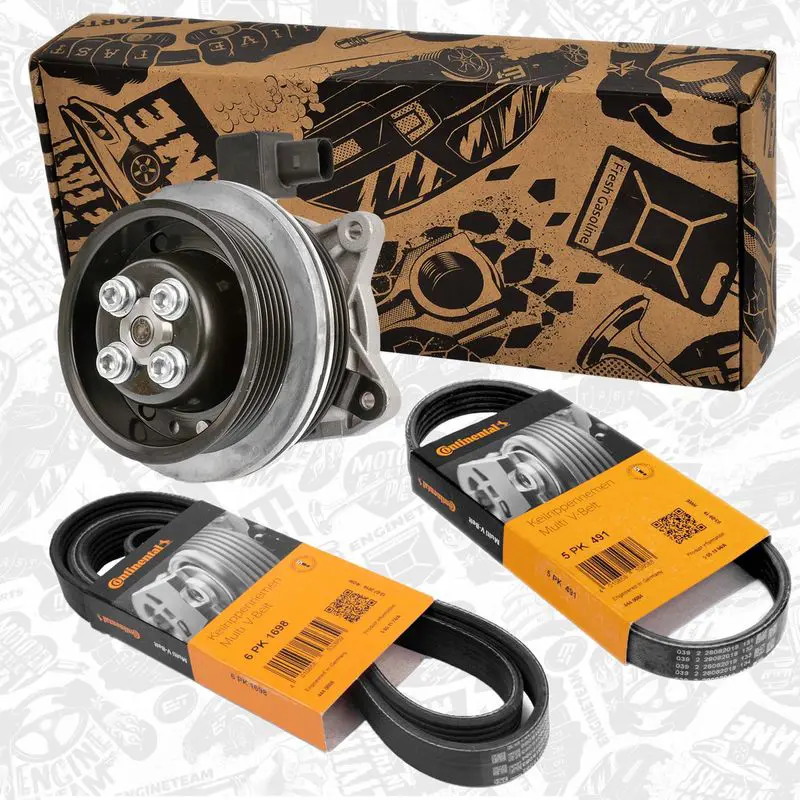 ET ENGINETEAM PW0010 Water Pump + V-Ribbed Belt Kit