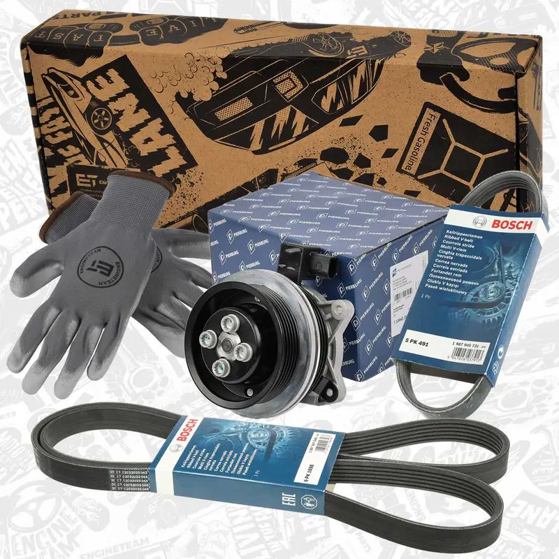 ET ENGINETEAM PW0010VR3 Water Pump + V-Ribbed Belt Kit