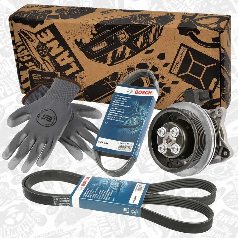 ET ENGINETEAM PW0010VR2 Water Pump + V-Ribbed Belt Kit