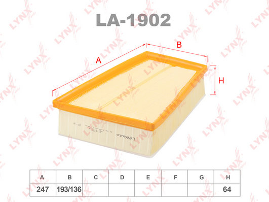 LA-1902 Фильтр воздушный RENAULT