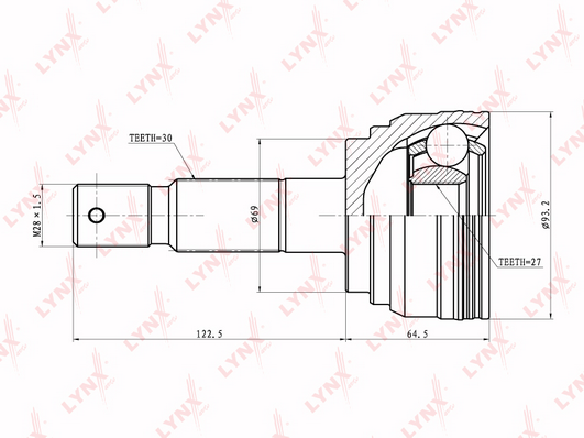 CO-7536 Шрус наружный LYNXauto CO 7536