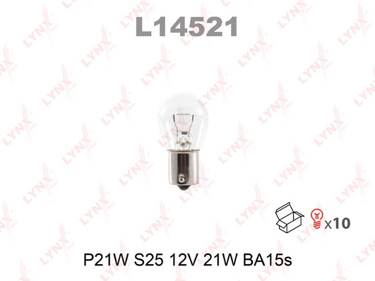 L-14521 Лампа P21W 12V 21W BA15S S25