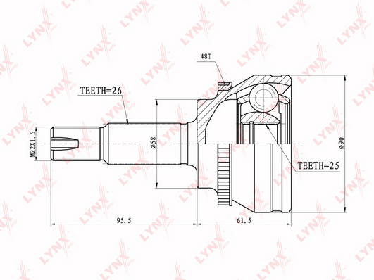 CO-3647A ШРУС TOYOTA AVENSIS
