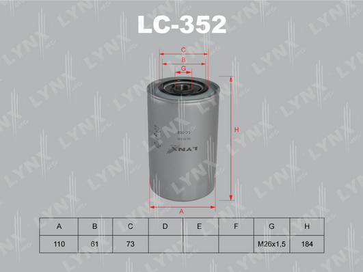 LC-352 Фильтр масляный LYNXauto
