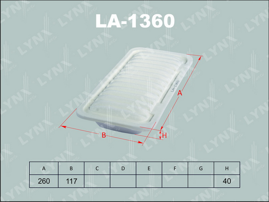 LA-1360 Фильтр воздушный TOYOTA YARIS