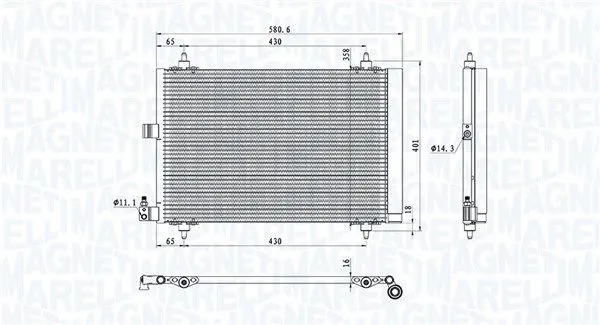 MAGNETI MARELLI 350203908000 Конденсатор, кондиционер