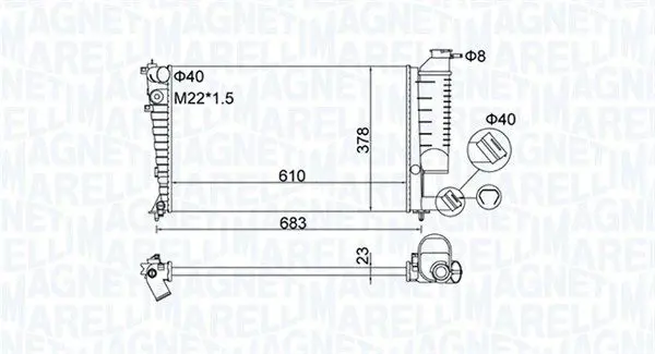 MAGNETI MARELLI 350213189500 Радиатор, охлаждение двигателя