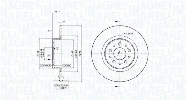MAGNETI MARELLI 360406011001 Тормозной диск