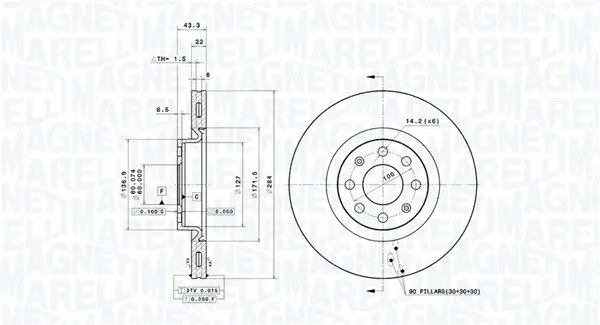 MAGNETI MARELLI 360406024101 Тормозной диск