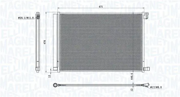 MAGNETI MARELLI 350203101300 Конденсатор, кондиционер