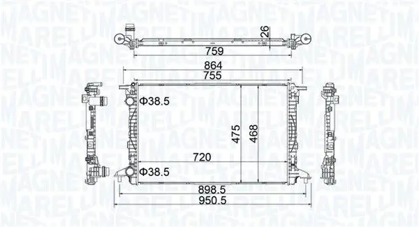 MAGNETI MARELLI 350213208900 Радиатор, охлаждение двигателя