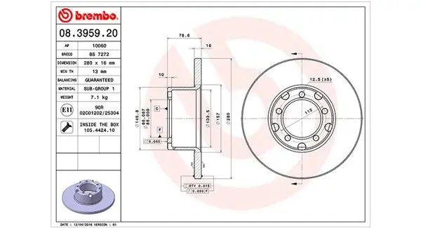 MAGNETI MARELLI 360406031400 Тормозной диск