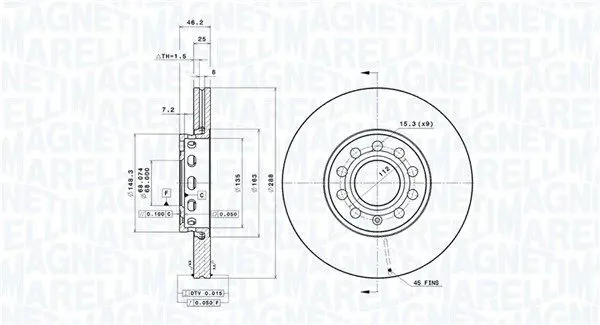 MAGNETI MARELLI 360406001301 Тормозной диск