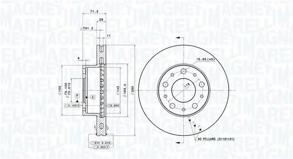 MAGNETI MARELLI 360407100100 Тормозной диск