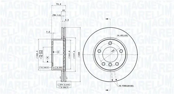 MAGNETI MARELLI 360406004601 Тормозной диск