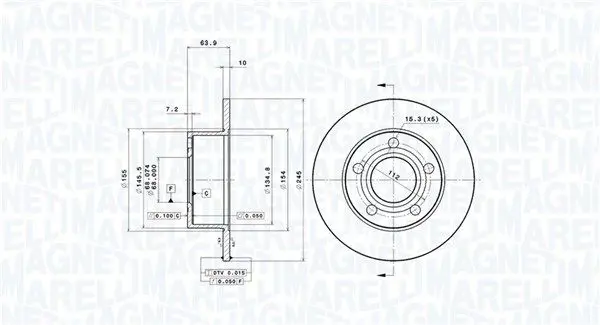 MAGNETI MARELLI 360406012601 Тормозной диск