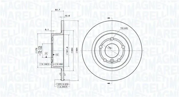 MAGNETI MARELLI 360406090501 Тормозной диск