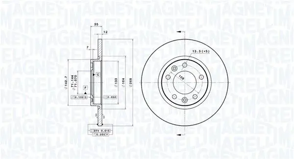 MAGNETI MARELLI 360406139001 Тормозной диск