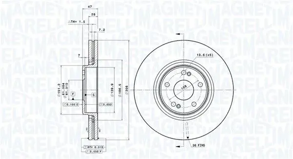 MAGNETI MARELLI 360406093001 Тормозной диск