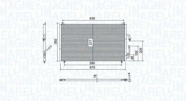 MAGNETI MARELLI 350203804000 Конденсатор, кондиционер