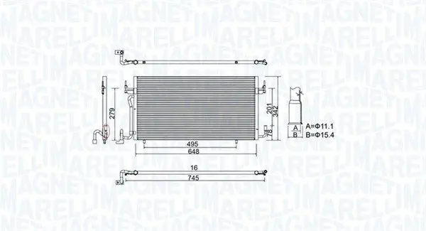 MAGNETI MARELLI 350203965000 Конденсатор, кондиционер