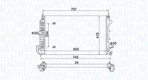 MAGNETI MARELLI 350213162500 Радиатор, охлаждение двигателя